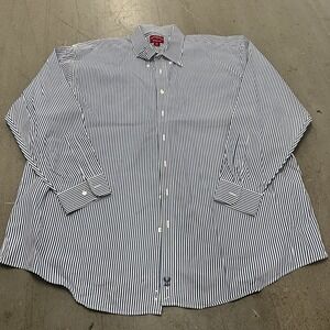 Rochester Mens Egyptian Cotton Long Sleeve Dress Shirt XXL Blue/White Stripes